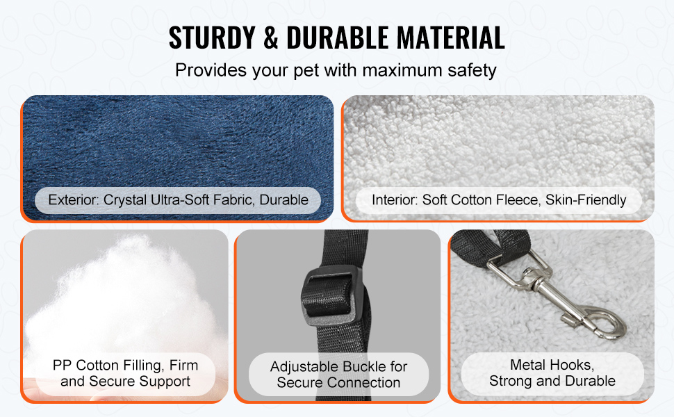 Автокрісло для собак VEVOR, підвищення для собак у машину з високою спинкою, сумка для зберігання, страхувальний поводок, наповнювач з ПП бавовни, автоліжко для собак до 9 кг