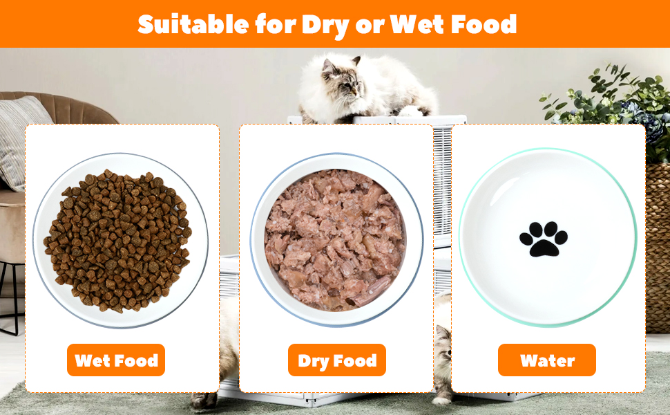 Набір мисок для котів з кераміки (3 шт.) з антиковзкими килимками, миски для корму котів, собак, кроликів, керамічні миски для їжі