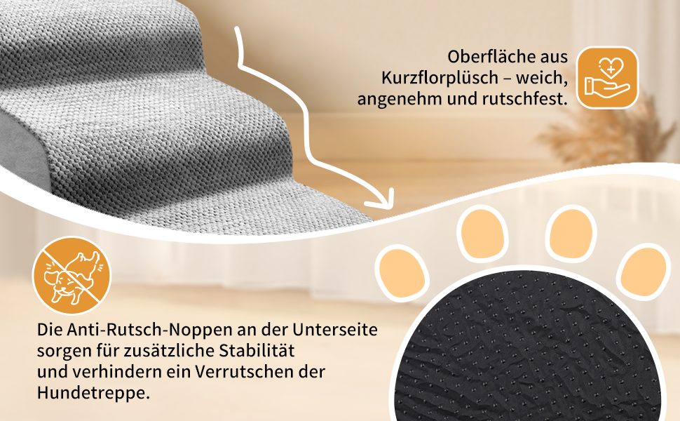 Сходинка для собак та котів на 3 сходинки, 40 см, з неслизьким покриттям. Зручна рампочка для собак та котів похилого віку, маленьких порід. Виготовлена з 30D піни, знімна та миється. Підходить для софи, ліжка, авто.