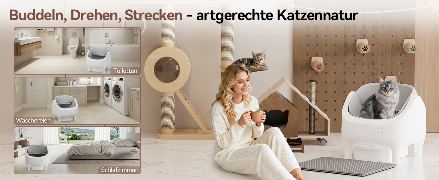 Автоматичний лоток для котів JUMMICO з самоочищенням, з керуванням через додаток, 12л, XXL, відкритий дизайн, безпека для котів 1,5-15кг