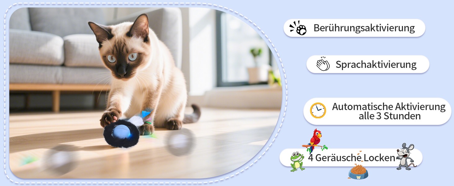 Іграшка для котів GoldenSun: м'ячик-дзиґа з інтерактивною активністю, килимок з мишками, приховане місце з 5 отворів, блакитний колір