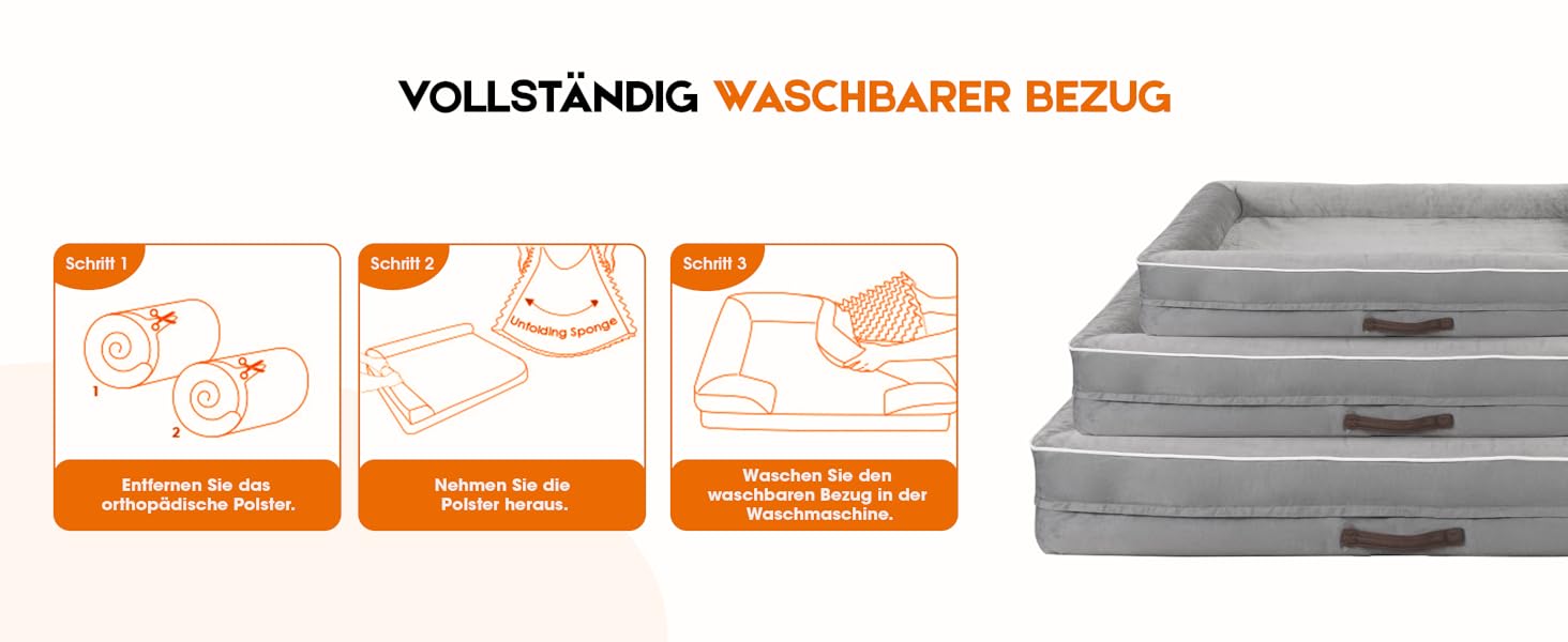 Ортопедичне ліжко для собак XL, корзина для собак, що можна прати, з піною у формі яйця, вологостійкий диван для собак з неслизьким дном та чотиристоронньою подушкою (світло-сірий, 117x76x19 см)