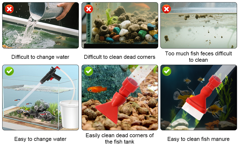 Набір для чищення акваріума GOSHIES 4-в-1: пилосос, фільтр, відсмоктувач ґрунту, набір для підміни води