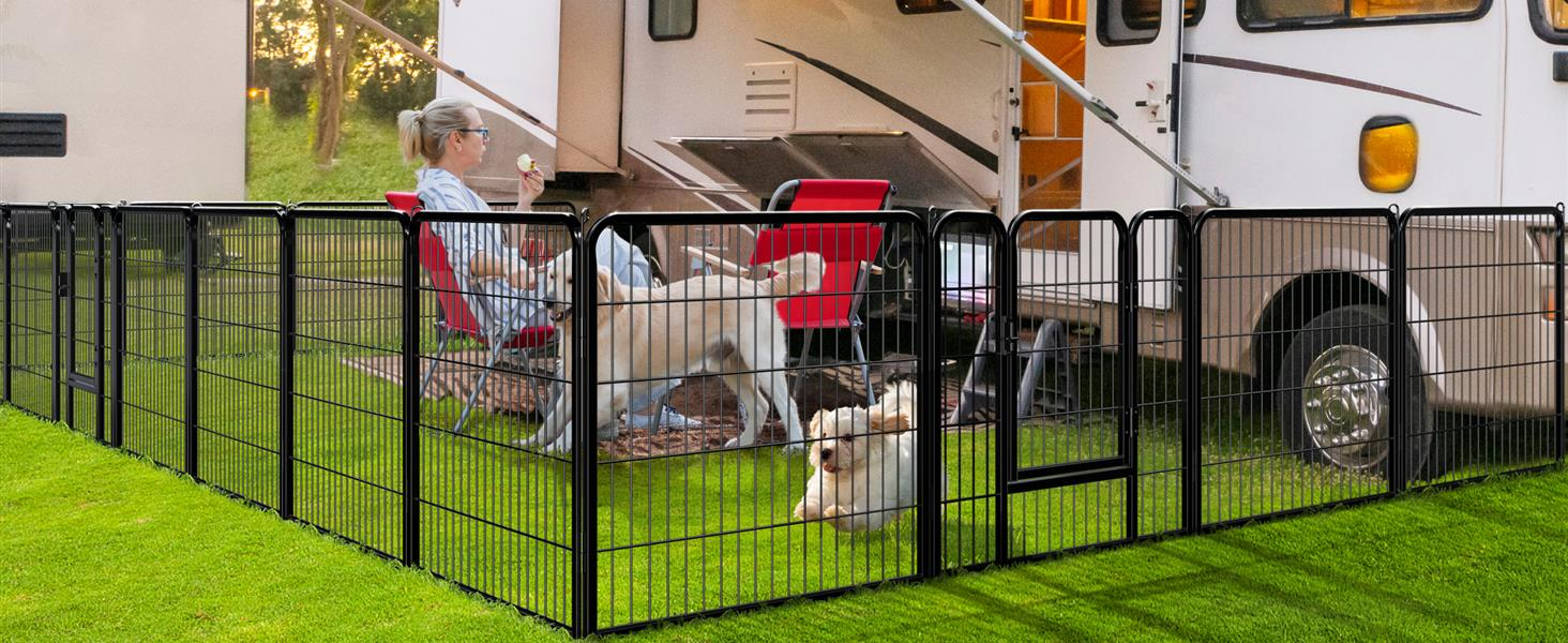 Клітка для цуценят Yaheetech 16-частинна з фіксацією, переносна для собак, ідеальна для дому та саду, легка збірка (80см, 24шт)