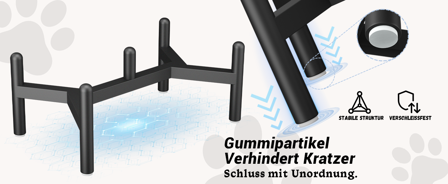Набір мисок для собак на підставці: 2 миски з кераміки з нержавіючою підставкою, 850 мл, сірий колір. Ідеально для маленьких та середніх собак