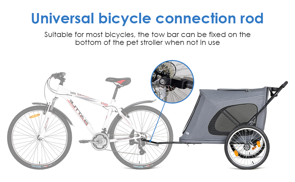 Beberoad 2-в-1 Причіп для собак на велосипед та візок, складаний, до 45 кг, R8 (Чорний)