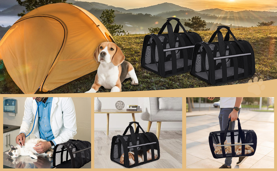 Транспортна переноска для кота Treer, з сіткою, складана, червона, 40x27x24 см