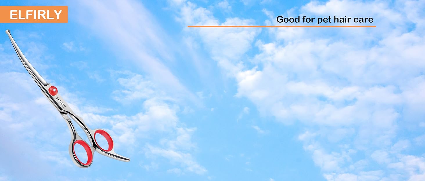 Набір професійних ножиць для грумінгу собак Elfirly: нержавіюча сталь, заокруглені кінчики, витончене лезо, ножиці для розрідження, ножиці для вигину, набір для стрижки шерсті тварин з тримером для нігтів для собак і котів, блакитний