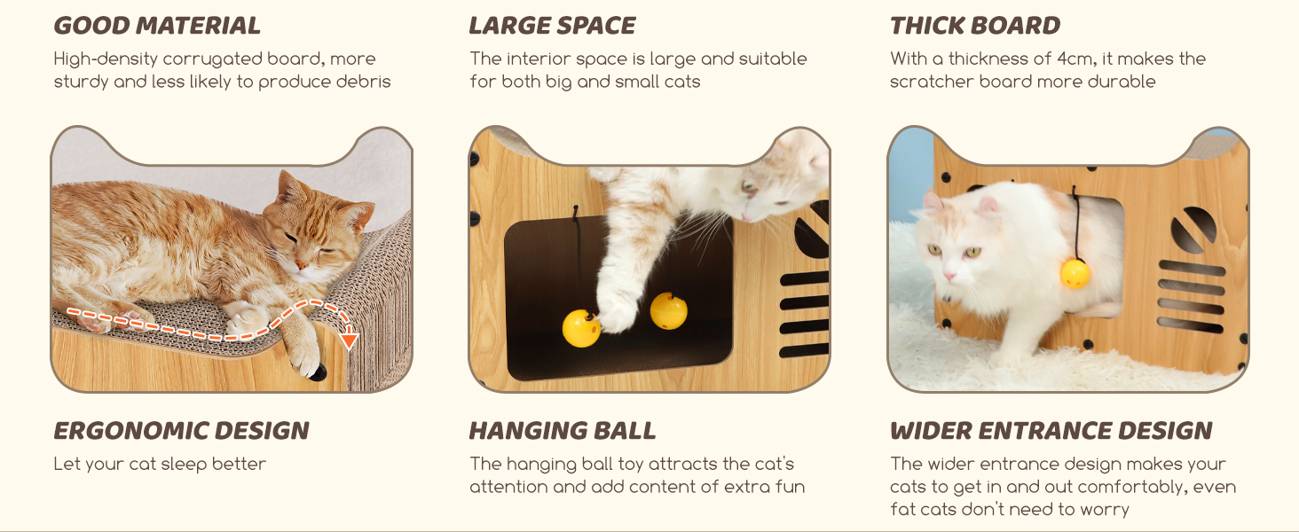 Котячий когтетоп Nobleza Hausform з іграшкою та м'ятою, 47,5x25x32,5 см, стійкий, захист меблів, великий