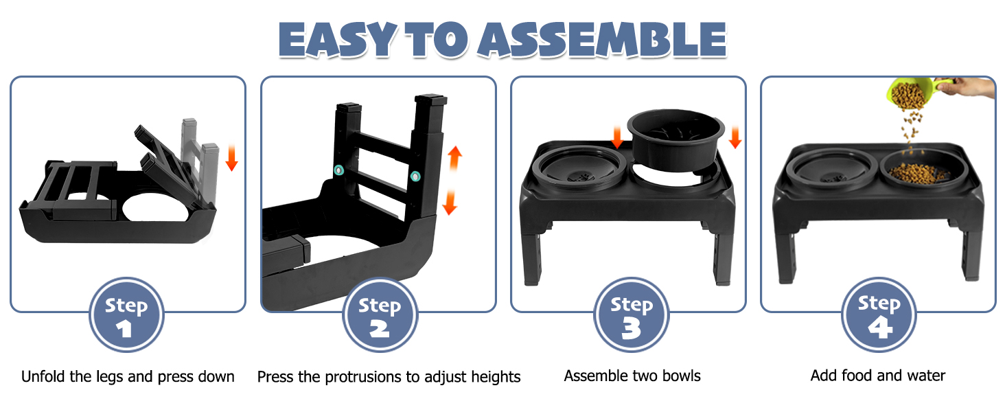 Підвищений годівниця для собак, регульована висота, повільний годівник та миска для води без обливання, набір, миска для корму для собак, миска для води для великих, середніх та маленьких собак, котів та домашніх тварин, чорний