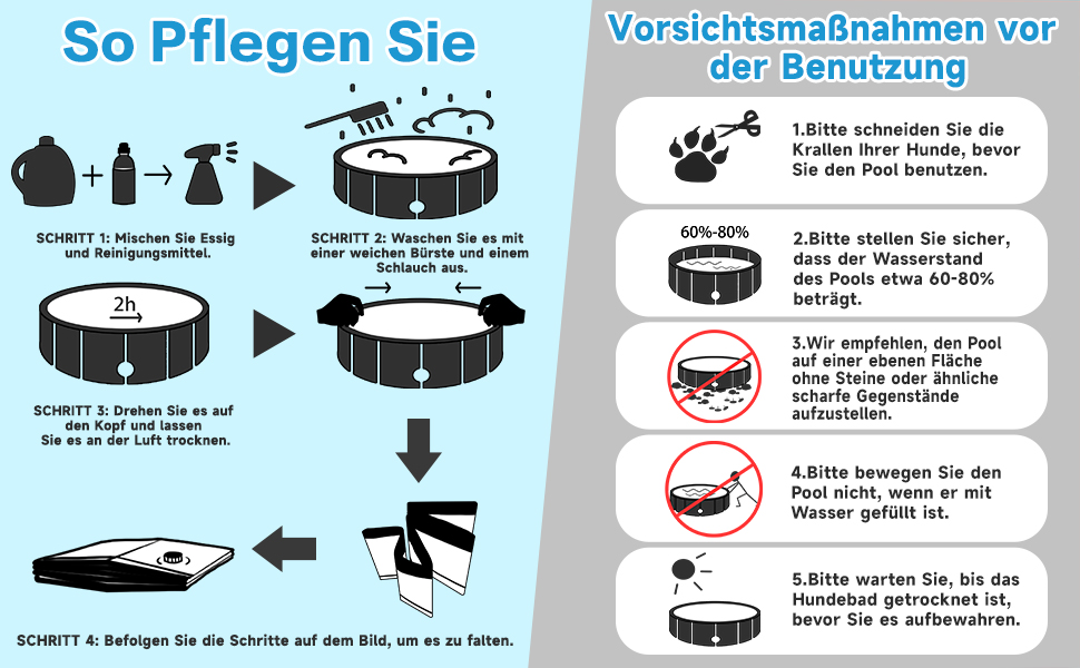 Надувний басейн для собак великих та малих порід Demigreat, 80/120/160 см, складаний, портативний, екологічний PVC, (M:120x30 см, Океан)
