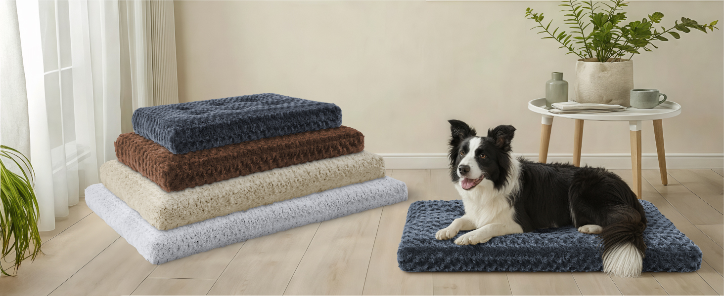 М'яке ортопедичне ліжко для собак Homaxy, великих порід, 89x59x8 см, темно-сірий колір, з антиковзною основою, миється