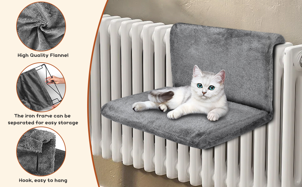 Ліжко для котів на радіатор, гамак для котів на батарею, лежанка для котів та дрібних тварин, ліжко для котів на опалення, гамак для котів на будь-які радіатори