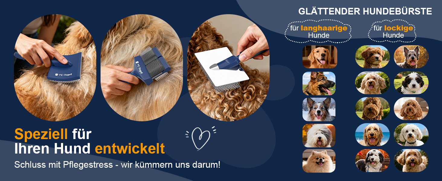 Щітка для собак Slicker з захисними кульками: масажна щітка для чутливої шкіри та шерсті, професійний догляд для довгошерстих собак та котів, Лабрадор