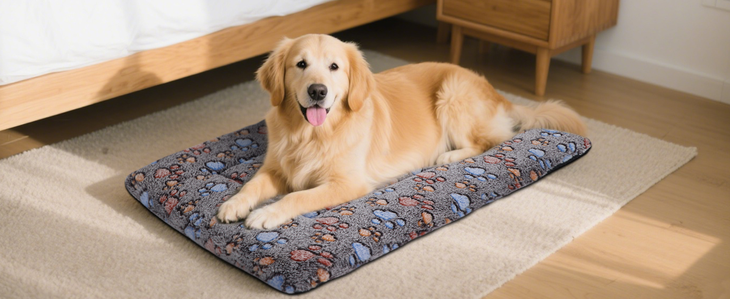 Ортопедичне ліжко для собак BVAGSS, миється, плюшеве, тепле, для собак маленьких, середніх та великих порід, XH083 (100x80 см, Колір: Кофе з лапками)