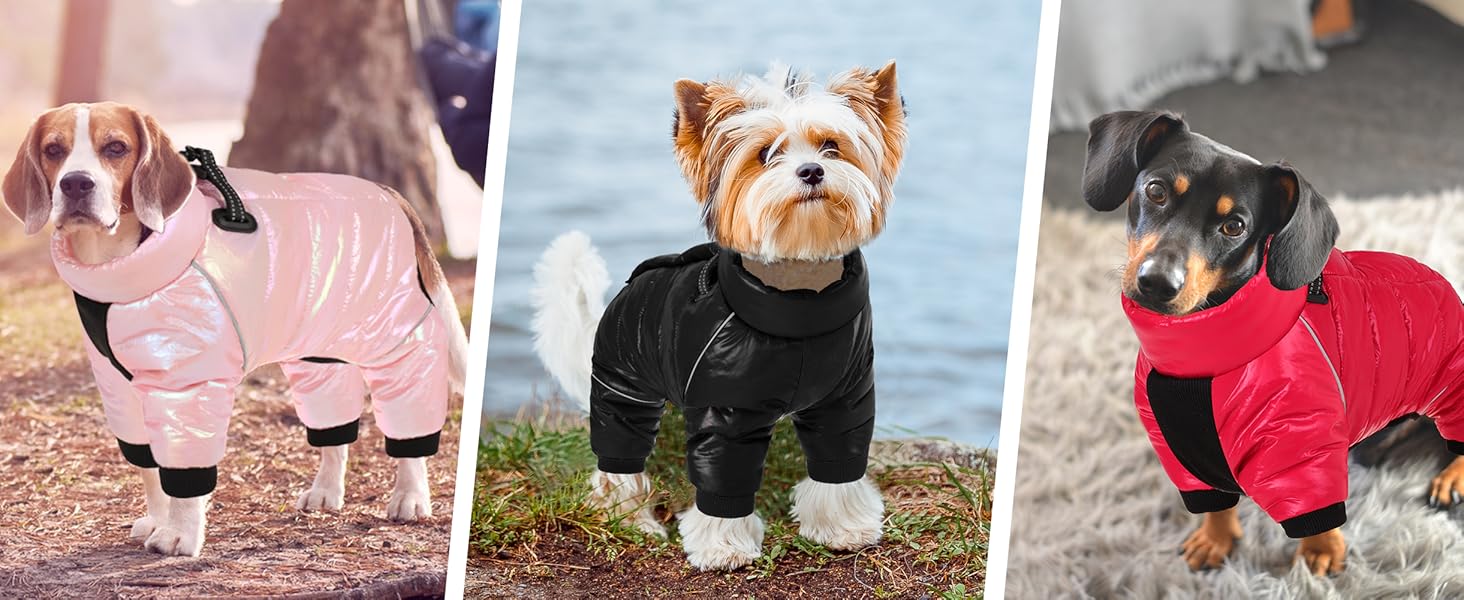 Водонепроникний зимовий одяг для собак AOFITEE: тепла куртка для маленьких та середніх собак, з відбиваючими смугами та блискавкою. Рожевий колір.