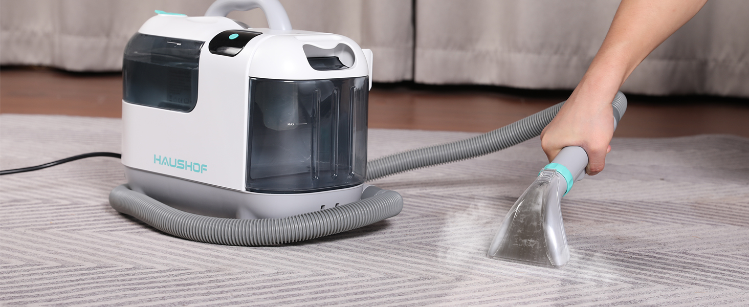миюча пилосос з паровою функцією HAUSHOF StainZapper Vapo, для килимів, диванів, авто, з підігрівом води та високою температурою пари, з миючим засобом