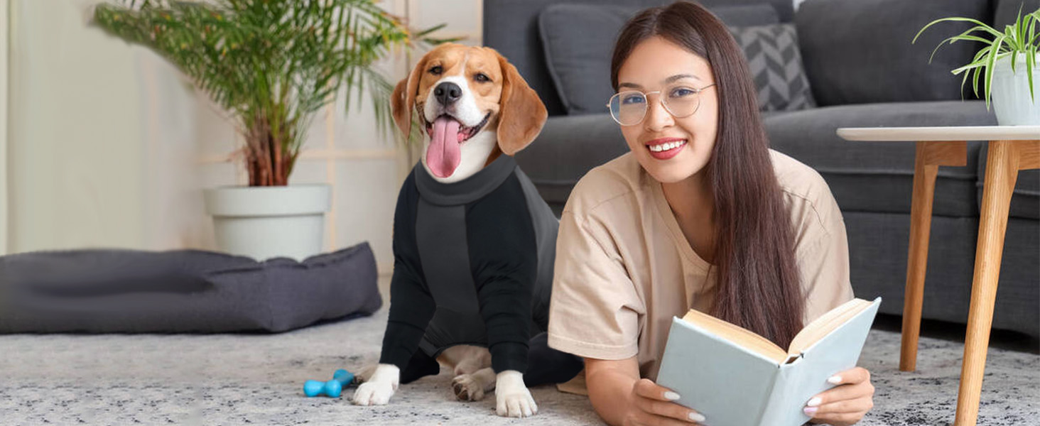 Комбінезон для собак, піжама для собак середніх порід, одяг після операції для Французького бульдога, Кокер-спанієля, Бігля (M, Сірий)