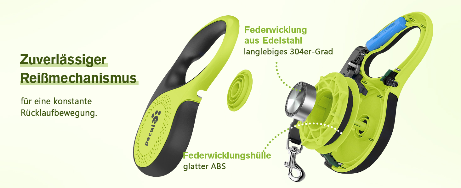 Рулетка для собак Pecute 8м з LED-підсвічуванням, 360° без перекручування, для собак до 50 кг