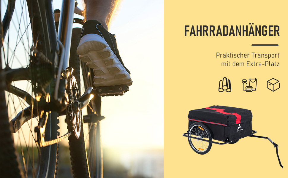 Причіп для велосипеда HOMCOM - вантажний причіп для дітей, чорний