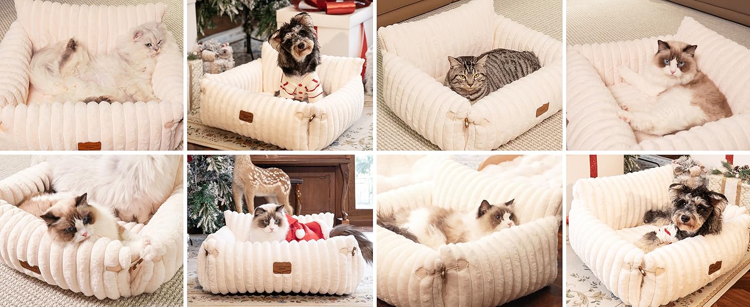 Софа для котів CheerPals Extended Katze – велике м'яке ліжко для котів та маленьких собак знімний, зручний дизайн, 63 x 55–66 см