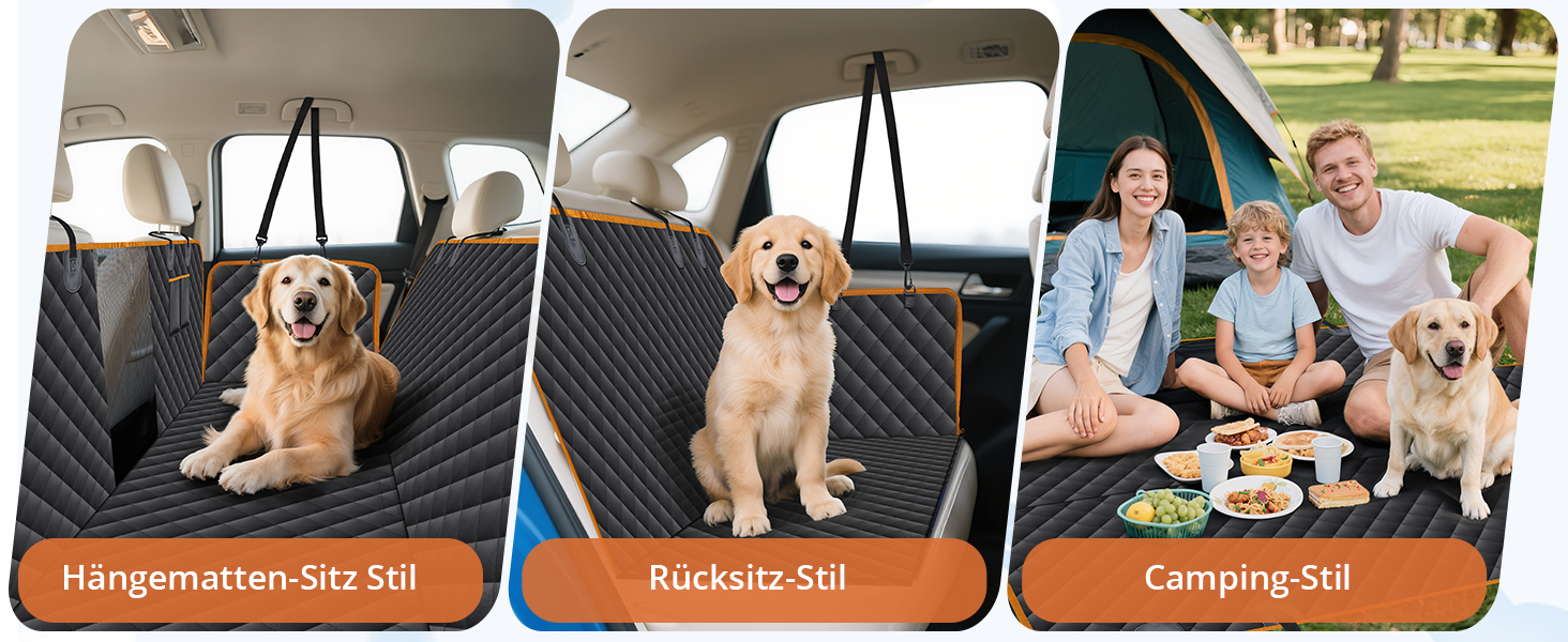 Водонепроникний килимок для собак у машину Heatail для заднього сидіння з боковими захисниками та сіткою, 135 x 148 см, чорний/помаранчевий