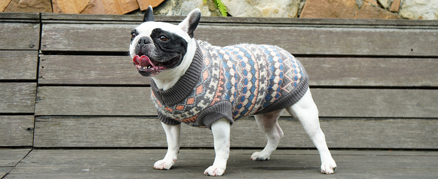 Теплий пуловер для собак - Boho стиль, різдвяний, з отвором для повідка, для чихуахуа, йоркширського тер'єра, джек-рассела, XS, колір кава