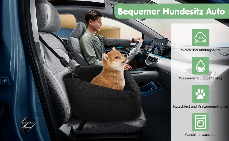 Автомобільний лежак для собак на заднє сидіння, 50x52x28 см, чорний. Лежак для собак у машину з кріпленнями, водовідштовхувальний, для малих та середніх порід