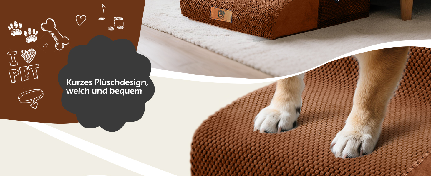 Сходинки для собак Eukue: 5 сходинок, складані, для маленьких та великих собак, з антиковзким покриттям, для ліжка/дивану (колір: коричневий)