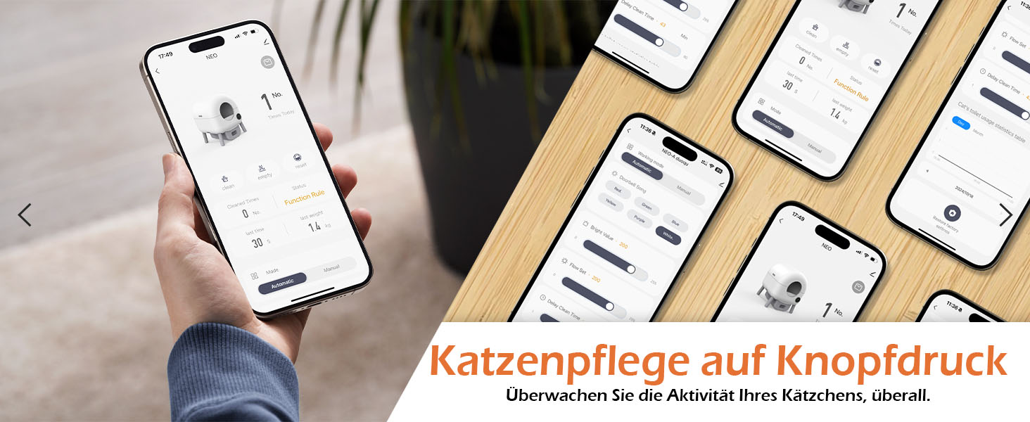 Автоматичний лоток для котів з самоочищенням, 100л, з керуванням через додаток, захист від защемлення, знімний контейнер для сміття, для кількох котів