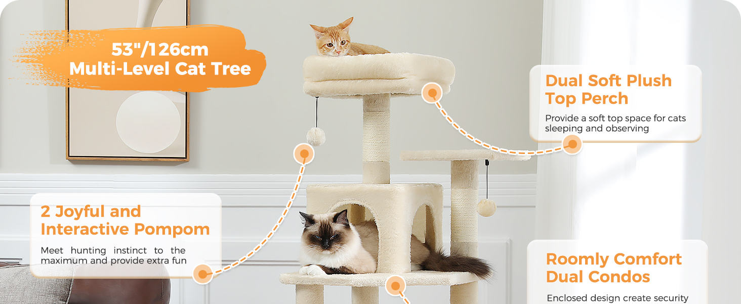 PAWZ Road Драбина для котів велика, 184 см, 7 стовпчиків, велика платформа, кошики, для дому