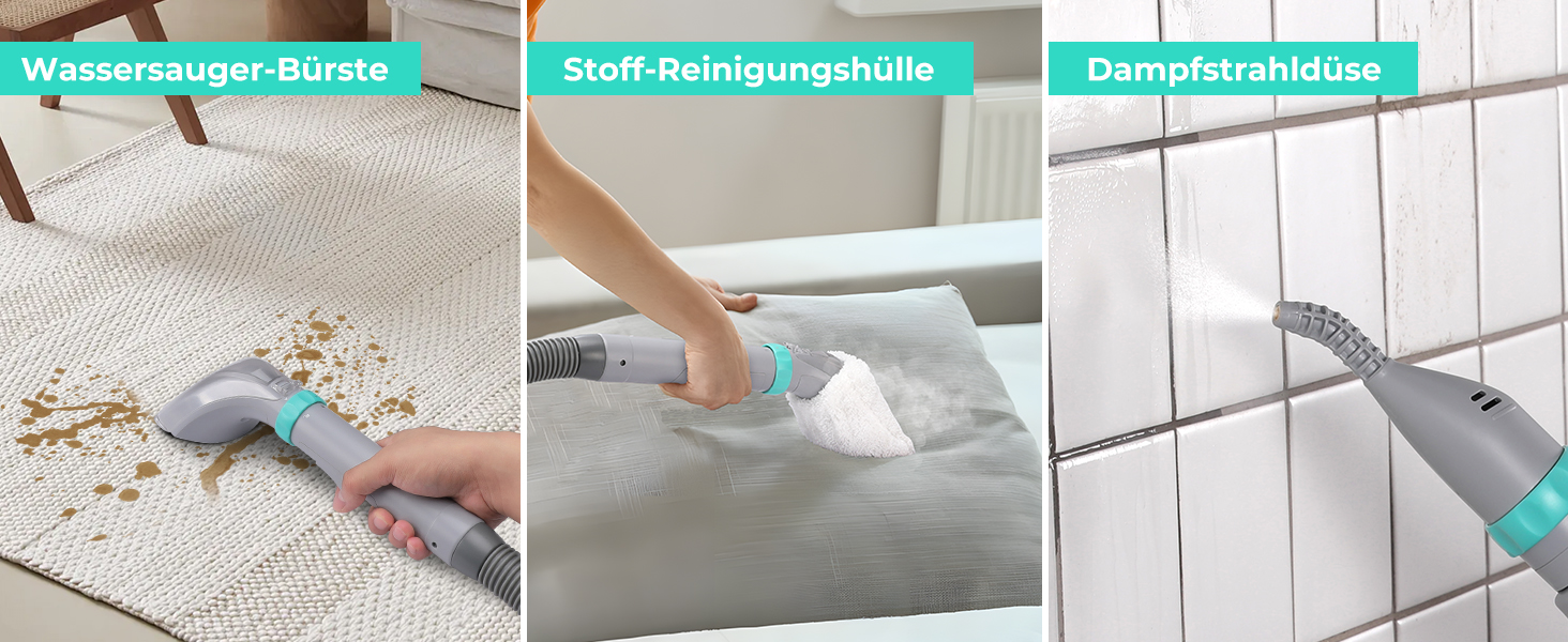 миюча пилосос з паровою функцією HAUSHOF StainZapper Vapo, для килимів, диванів, авто, з підігрівом води та високою температурою пари, з миючим засобом