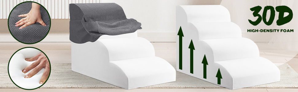 Сходинка для собак Thihome: 4 сходинки з піни, водонепроникний чохол, для маленьких собак та котів, під софу та ліжко