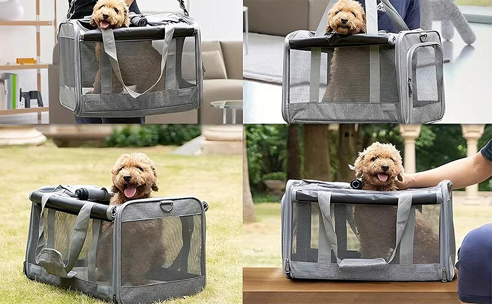 Транспортна переноска для собак та котів SHJOEE, складана, синього кольору, 46 x 46 x 30 см