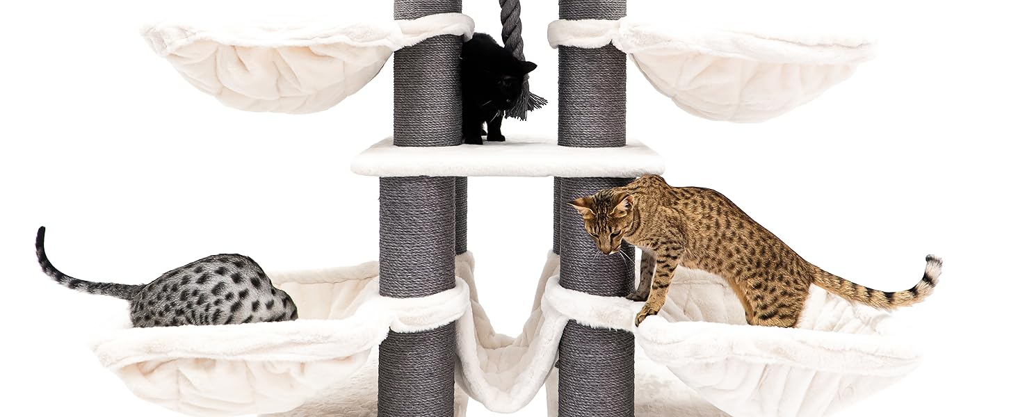 Дряпак для котів Petrebels Skyline XXL, 186 см, для великих котів (Мейн-кун), колір - off-white