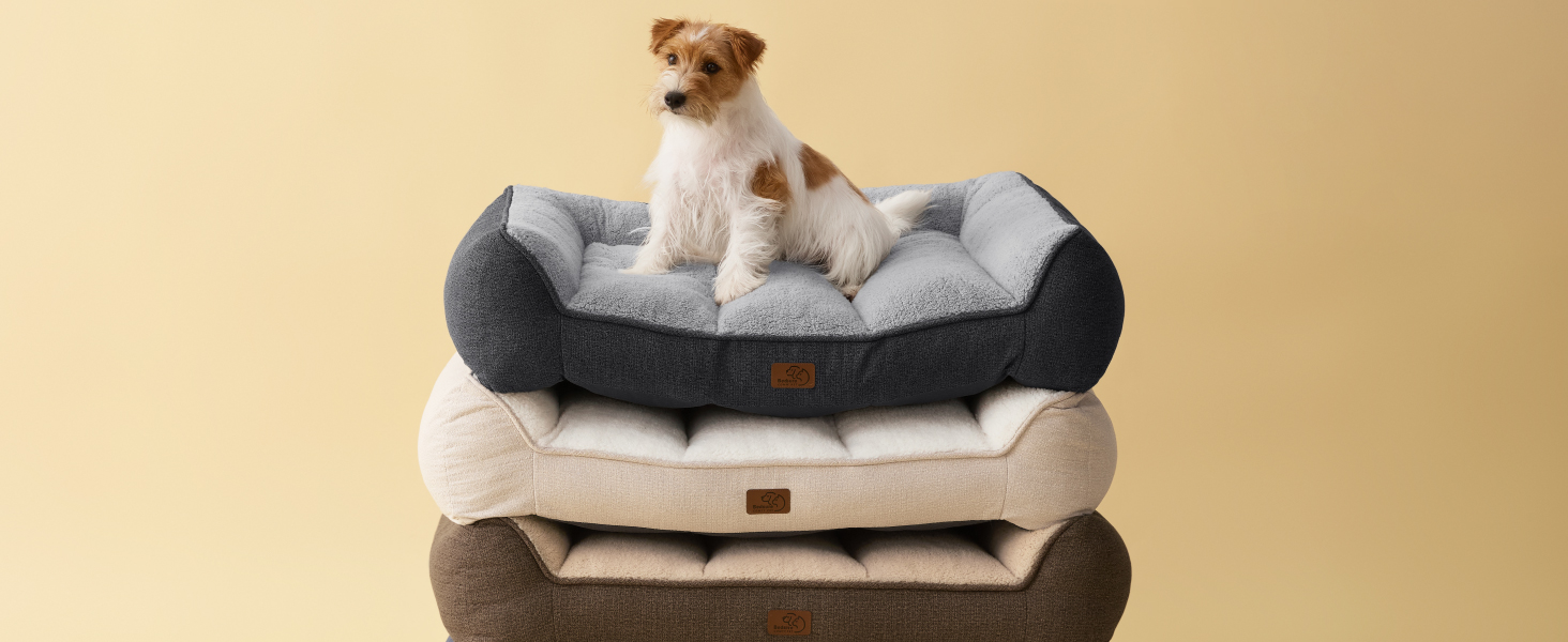 Крісло-лежанка для собак BEDSURE великих порід - 89x63 см, товста підстилка, водонепроникний чохол, антиковзаюча поверхня, м'який плюш Sherpa, темно-сірий колір