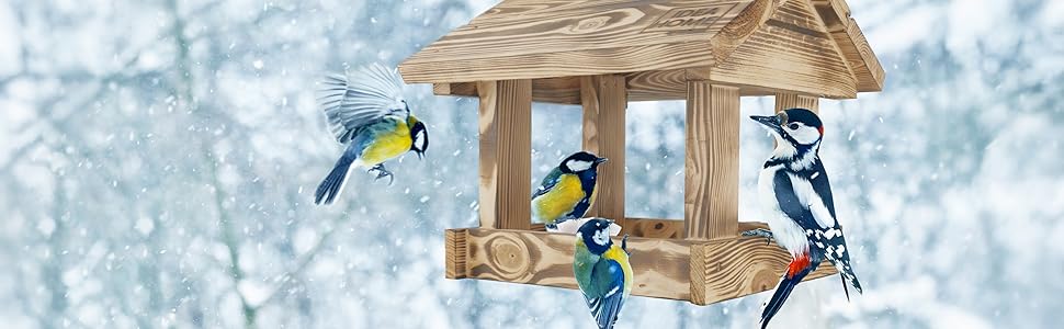 Будиночок для птахів IDEA HOME MAXI з дерева на ланцюгу. Годівниця для птахів на ланцюгу, для цілорічного годування