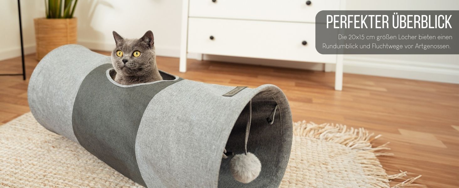 Туннель для котів Lionto з іграшковою кулькою, 30x70 см, розкладний, з матеріалу, що легко чиститься, для котів, міцні іграшки для котів, діаметр 30 см