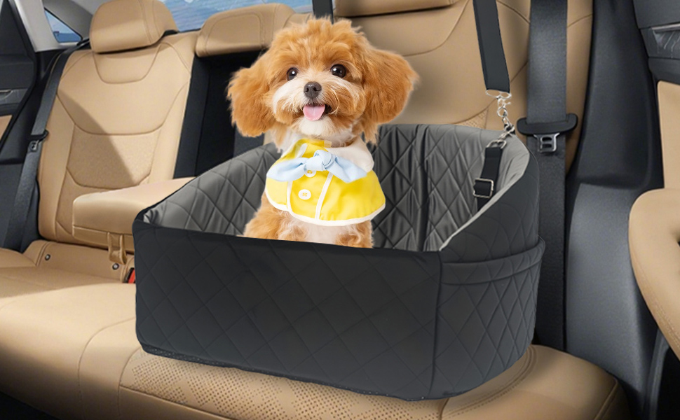 Автомобільний лежак для собак та котів, з кишенями для зберігання, з ременями безпеки, чорний та сірий