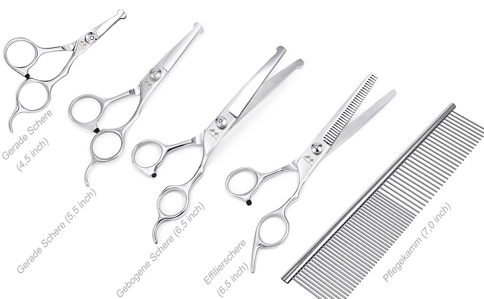 Набір ножиць для грумінгу собак iSeaFly 5 в 1: нержавіюча сталь, для тіла, обличчя, вух та носа