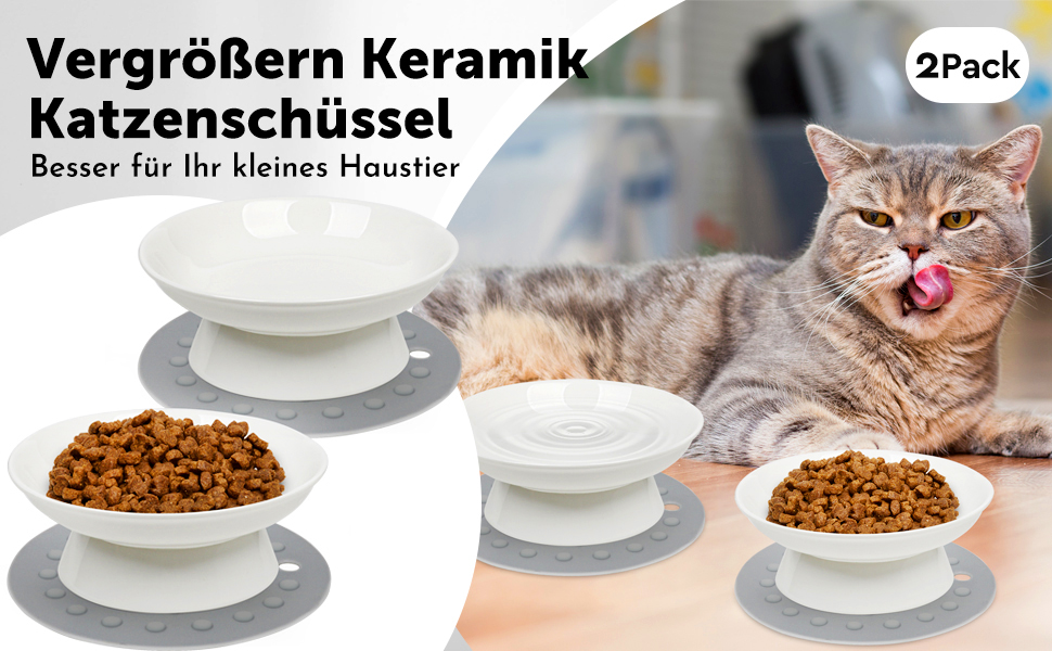 Набори мисок для котів Katzennapf (2 шт) з кераміки, підняті миски для котів, миски для води та корму