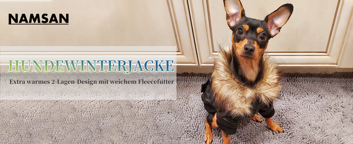 Зимова куртка для собак Namsan з натуральної шкіри, чорна, розмір M, водонепроникна