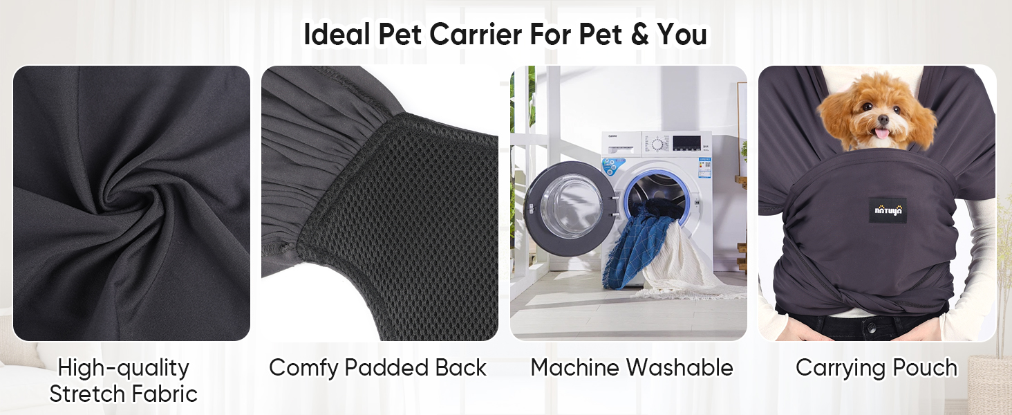 NATUYA Сумка-переноска для собак, легка, для цуценят, проти тривоги, регульована, преміум-якість, Sling Warp (Драк Сірий), темно-сірий