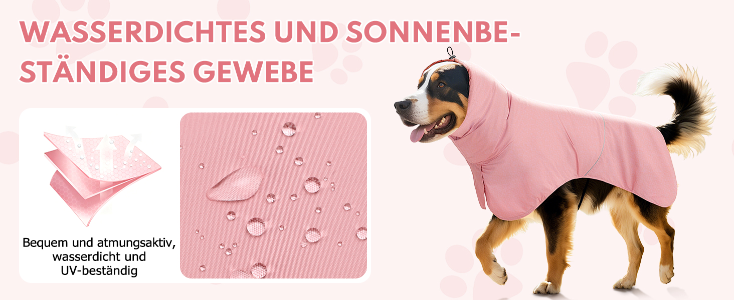 Водонепроникний дощовик для собак з світловідбиваючими смугами та отвором для хвоста - Дихаюча куртка для собак різних розмірів, вітростійка та регульована для собак середніх та великих порід (Рожевий, M)