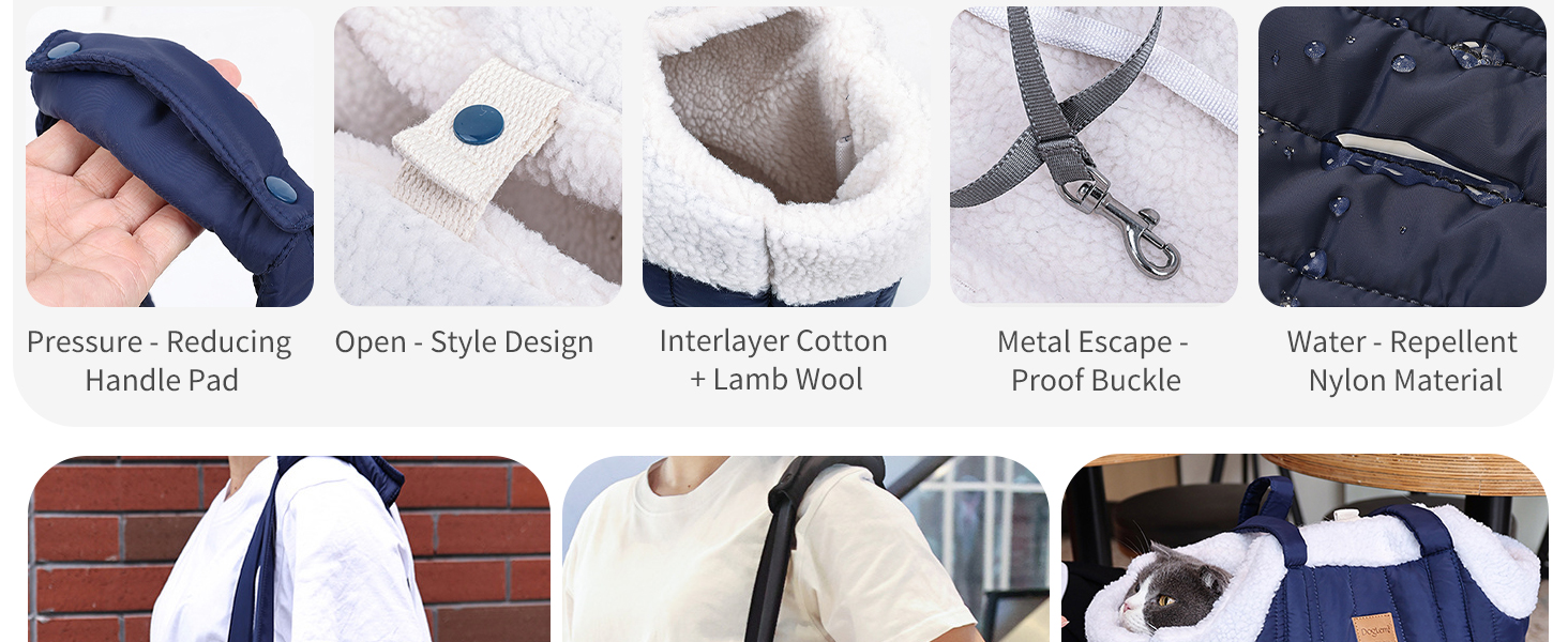 PETCUTE Сумка-переноска для собак і котів, чорна, з карабіном, складна, для маленьких тварин