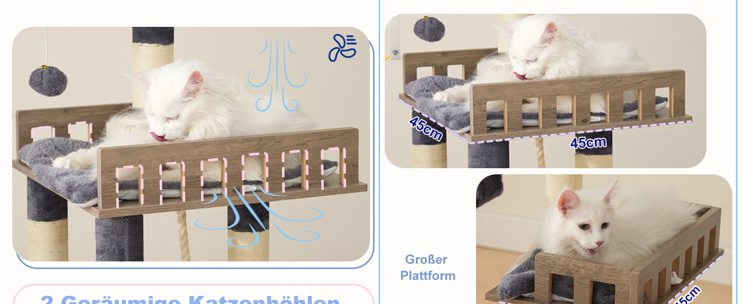 Великий котячий будиночок-когтеточка 174 см, сірий, з гамаком, 2 лежаками, 2 будиночками, 15 когтеточками, GCT033G