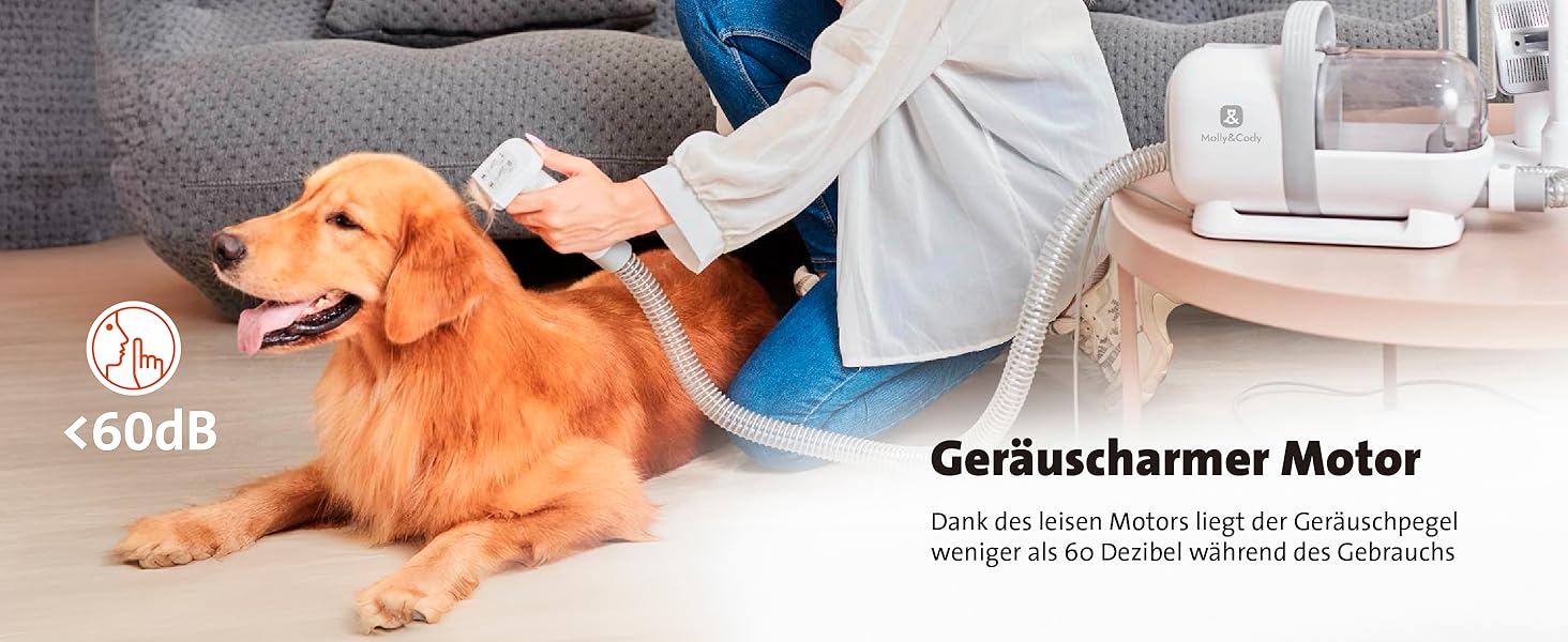 Набір для грумінгу тварин Molly&Cody SAMSON 7-в-1: машинка для стрижки, пилосос для шерсті, 6 насадок. Для собак та котів.