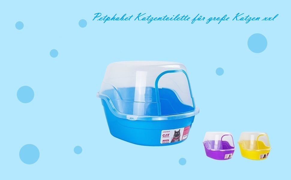 Великий туалет для кішок з кришкою XXL, Jumbo, блакитний, 63x48x43 см, для великих порід