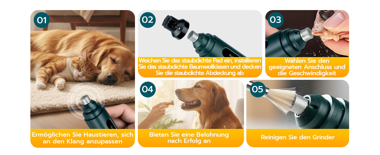 Електричний точило для кігтів домашніх тварин Mcbazel для котів та собак, тихий точило для собак з LED-підсвіткою, регульований з 5 швидкостями, точило для кігтів, алмазна шліфувальна диска