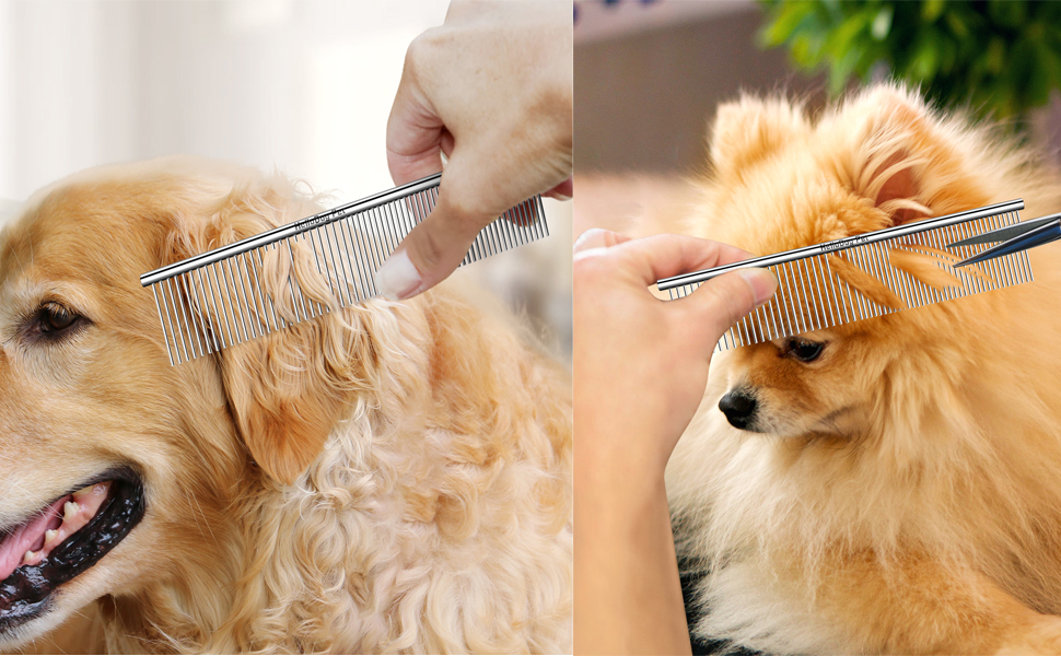 Гребінець для собак та котів: професійний сталевий гребінець для видалення ковтунів та розпушування довгої шерсті